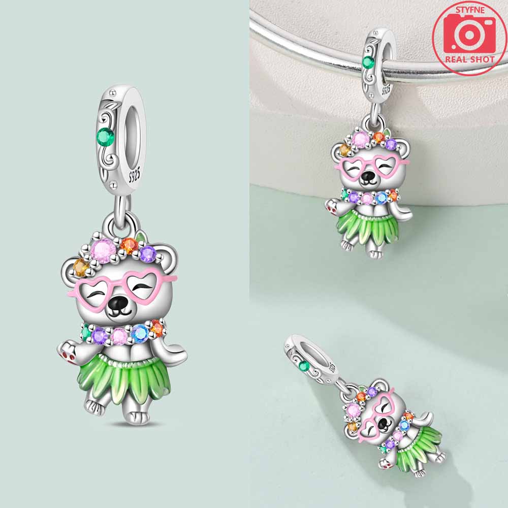 Green Color Four-Leaf Clover Avocado Copper Cactus Green Series Charms Beads Fit 3Mm Original Bracelet Diy Jewelry Gift