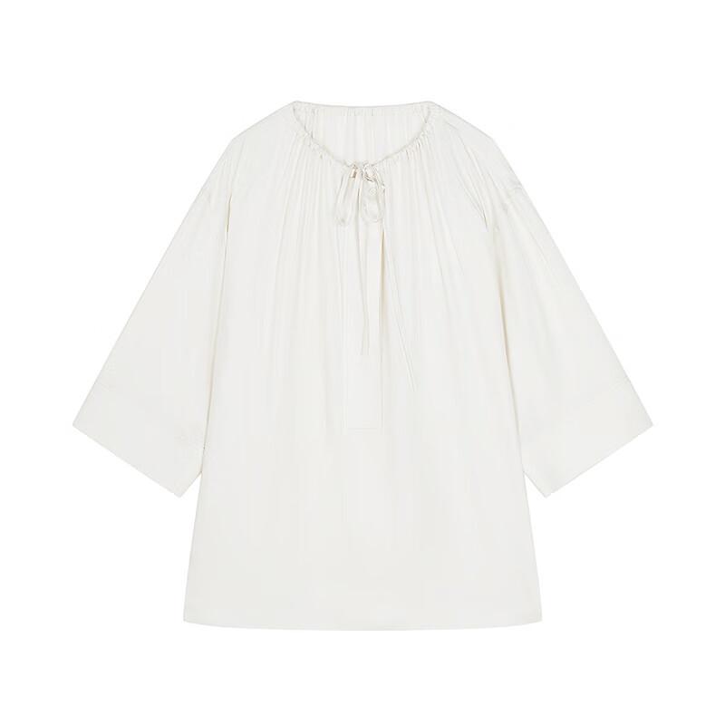 Women's Loose Fit Tie-Neck Long Sleeve Shirt