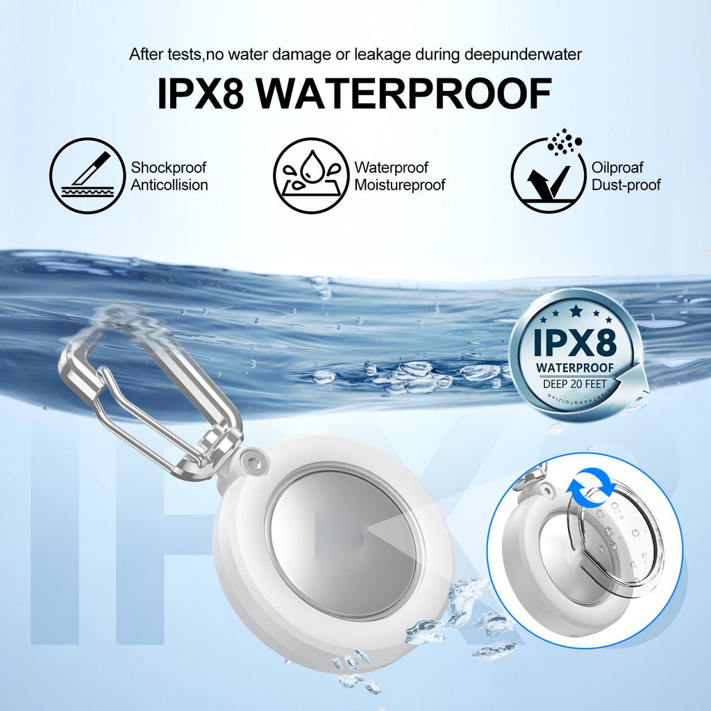 For AirTag Protective Case Full Enclosure Waterproof PC Cover with Hook