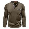 European and American Style Men’s Autumn and Winter Shirt Long-sleeve Henley Shirt Buttoned Double-collar Top