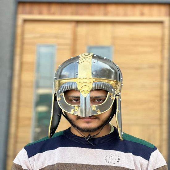 Viking Norseman Nasal Helmet Brass Steel Medieval Wearable LARP Halloween Armor