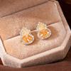 Orange Gradual Change Crystal Gourd Stud Earrings Female Niche Unique Simple High Sense Earrings Light Luxury Design Fortune Earrings