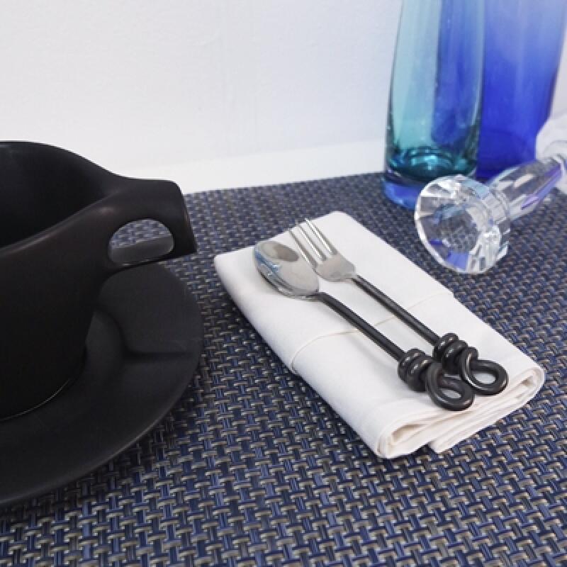 Modern Square Table Mat Blue Mix