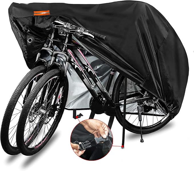 

Extra Large Waterproof Oxford Bike Cover Windproof Dustproof Anti Uv Bicycle Protector For 1-2 Mountain Road Bikes Outdoor Storage