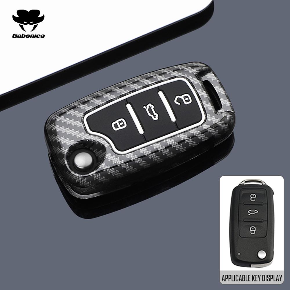 Abs Carbon Fiber Car Key Case Cover For Vw Volkswagen Polo Tiguan Passat B5 B6 B7 Golf 4 5 6 Mk6 Jetta Lavida For Skoda Octavia
