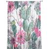 Tropical Plant Green Cactus Pink Flower Sheer Curtains for Living Room Tulle for Windows Voile Yarn Short Bedroom Curtains