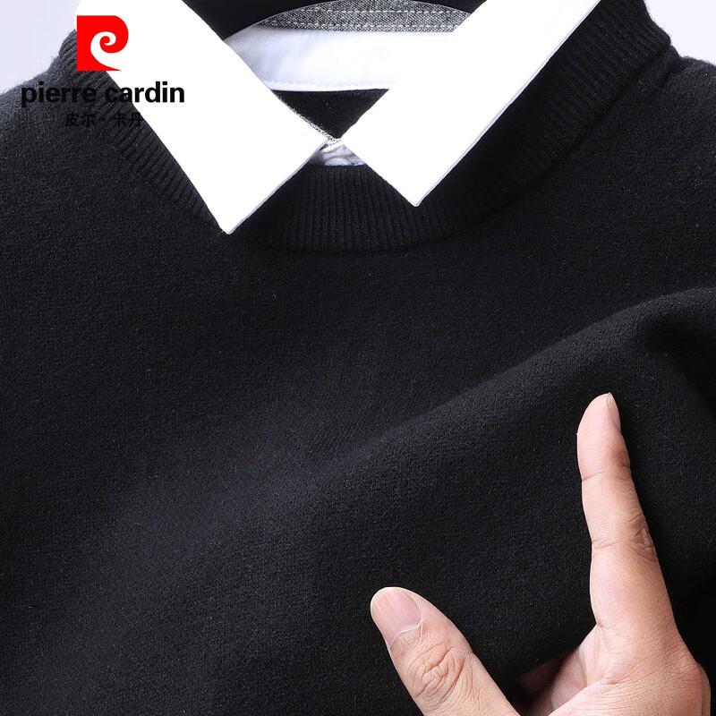 Pierre Cardin Men's 100% Pure Wool Faux Two-Piece Sweater