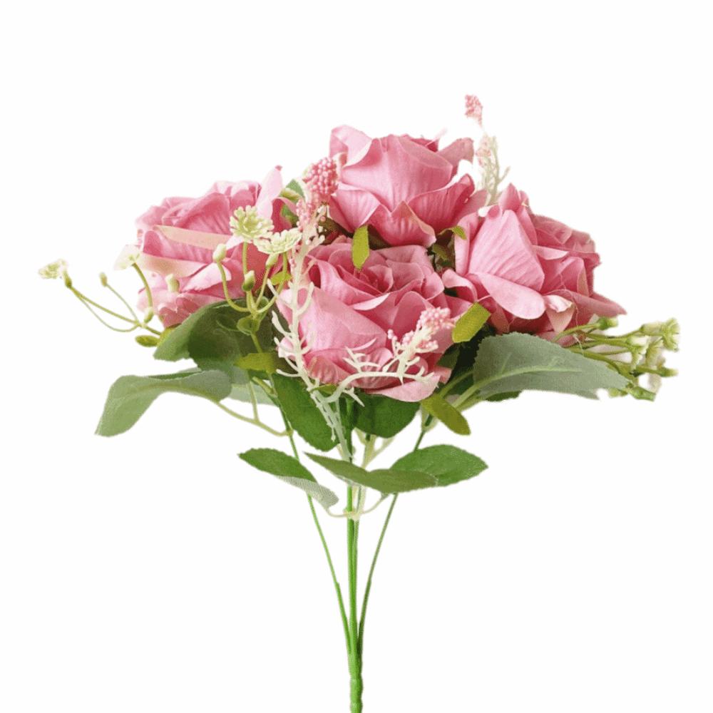 Lebensechte 5 Köpfe Künstliche Blumen Simulierte Handhaltung Seide Kunstblumen Seidenrose Hochzeitsdekoration