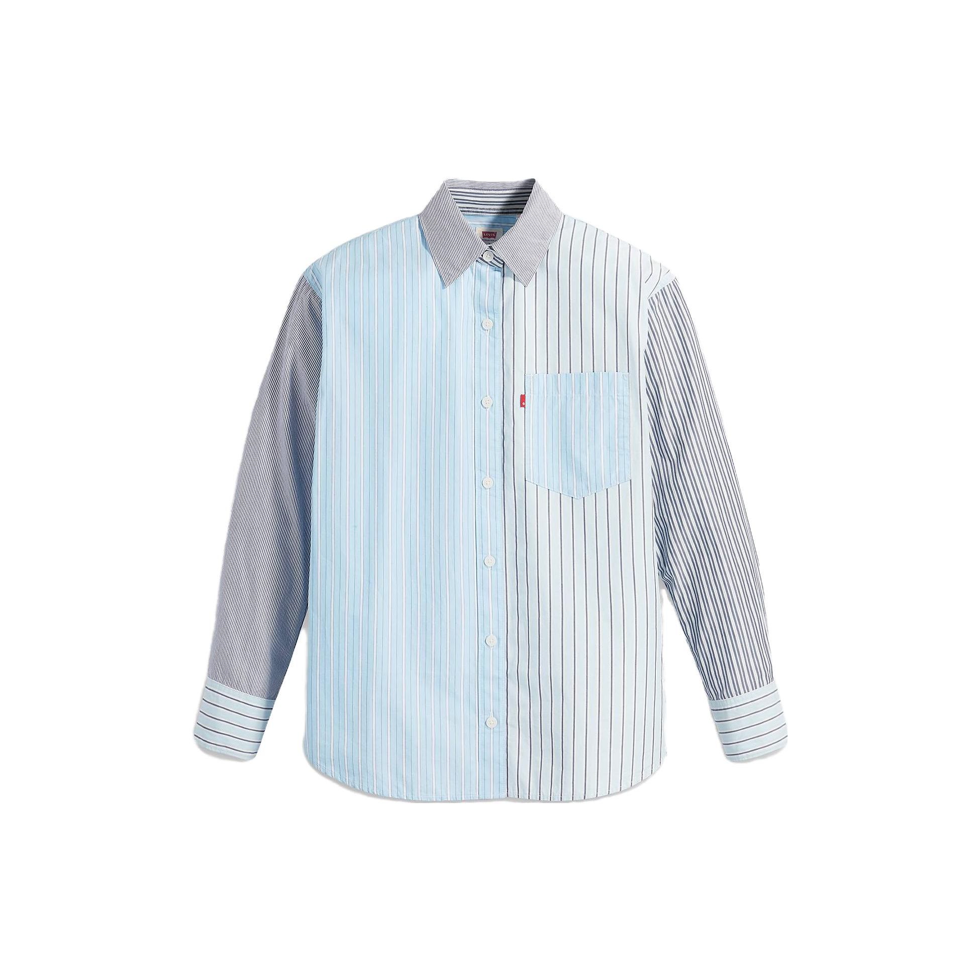 

Levis SS23 Рубашка женская приталенная с длинным рукавом и полосатым воротником Синяя A3362-0019 L