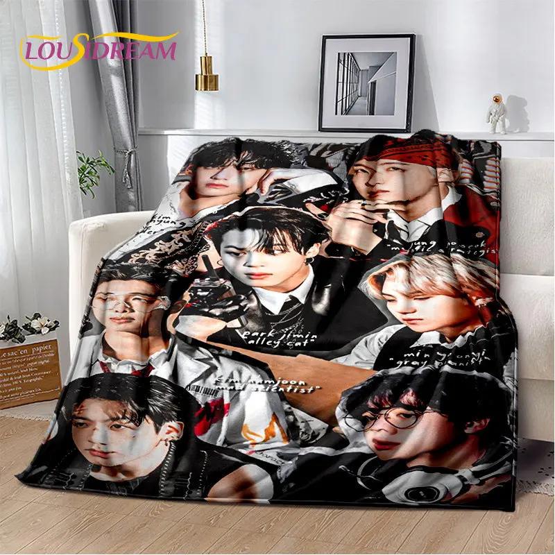 Kpop B-Bts Bangtan Kim JIN SUGA V JIMIN Soft Plush Blanket,Flannel Blanket Throw Blanket for Living Room Bedroom Bed Sofa Picnic
