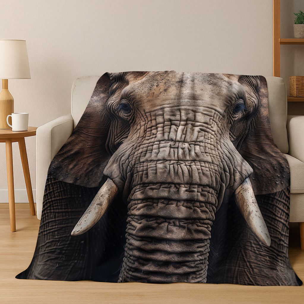 26 Style Wisdom Elephant Cartoon Flannel Blanket,Cozy Soft Throw Blanket for Home Bedroom Bed Sofa Picnic Office Cover Gift Kids