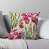Watercolor Tulips Square Pillowcase Polyester Linen Velvet Pattern Zip Decorative Throw Pillow Case Home Cushion Cover Wholesale