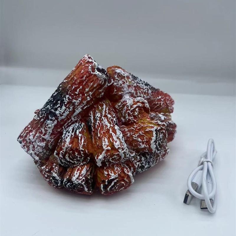 LED Resin Charcoal Flame Light: Modern Minimalist Battery-Operated Ornament & Christmas Gift Props