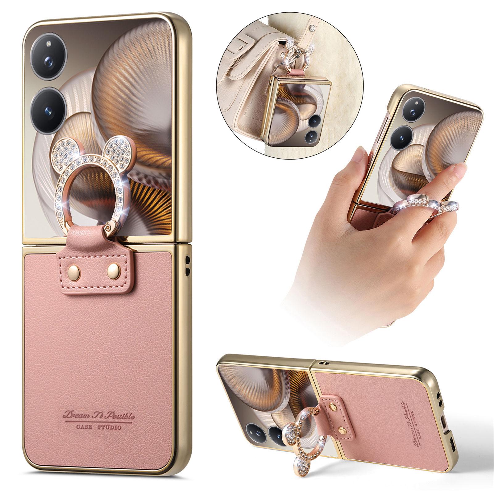 

Plating Business Luxury diamond Ring Holder Leather Case For Xiaomi Mix Flip 2 Shockproof Slim Cute kickstand Anti Drop Cover Xiaomi mix flip 2 розовый
