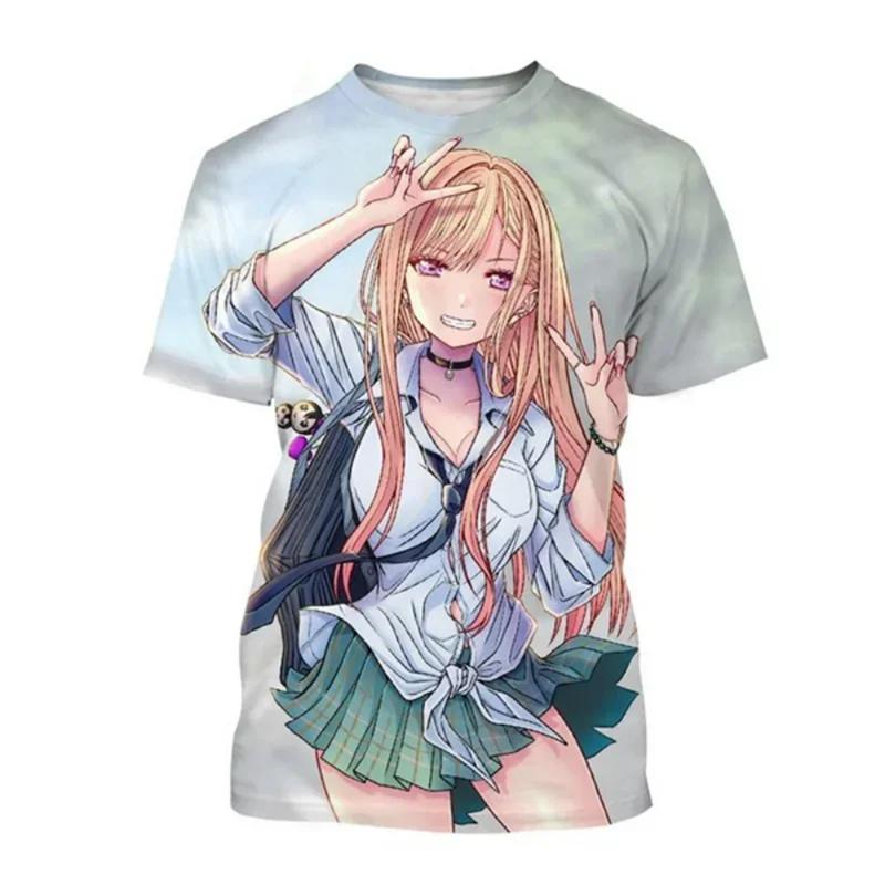 

Fashion Anime Girl Graphic T Shirts For Men Summer Trendy Short Sleeve 3D Pritned O Neck T-shirts Loose Streetwear Harajuku Tees S