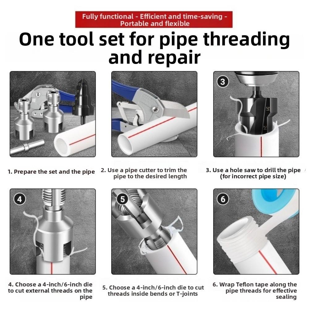7pcs/set Dies Reamer Plumbing PPR Pipe Kit Water Pipe Repair Tools Plumbing Applications