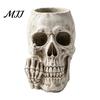 Creative Skull Art Decor Gothic Planter with Middle Finger Design, Resin Skeleton Flower Pot Halloween Party Ornament for Succulents, Funny Plant Home