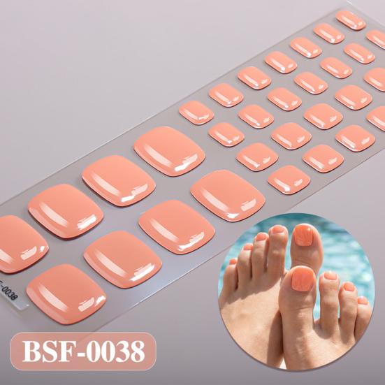 Gel Toenail Strips with File Easy Apply Remove No LED Lamp Needed Adhesive Nail Sticker Home Manicure DIY Toe Nail Polish Wrap