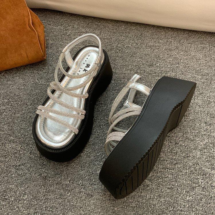 Sandals Women's 2025 New Summer Super Fire Beautiful with Skirts Versatile Not Tired Feet Heightening Thick-soled Roman Shoes