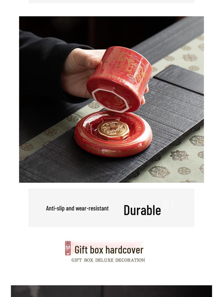 New Arrival: Red Festive Palace Museum Fu Tea Cup Gift Box for CCTV Spring Festival Gala Season