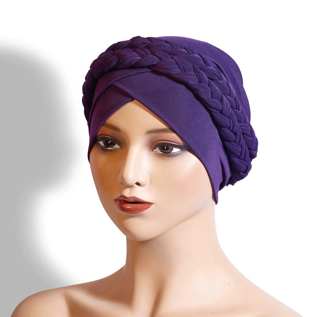New African Turban Cap Hijab Headdress Women's Pleated Hat Hair Accessories Arab Wrapped Muslim Hijab