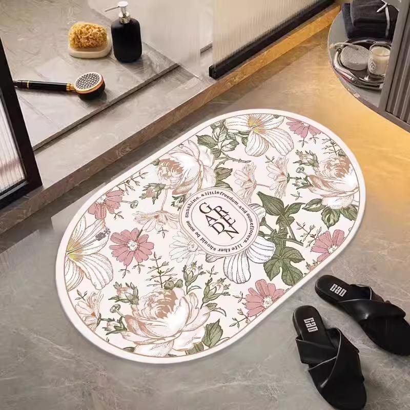 Bathroom Diatom Ooze Absorbent Floor Mat, Quick-drying Soft Cushion Dirt-resistant Household Floor Mat, American Toilet Mat