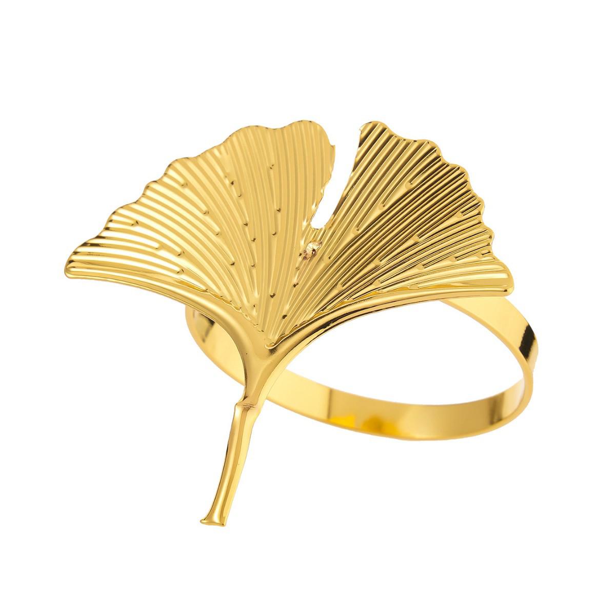Classic Gold-Plated Ginkgo Leaf Napkin Ring золотой