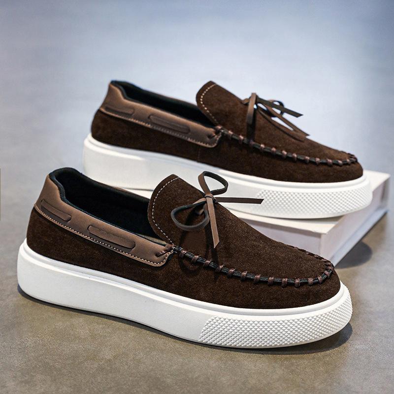 Men's shoes autumn street shooting high-end comfortable thick-soled driving high-mouth lace-up casual shoes