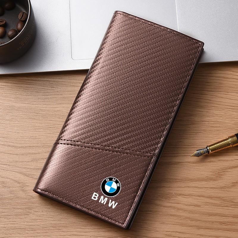 Leather Car Logo Men Long Wallet Gift Card Ticket Storage Bag For BMW X3 X5 M5 M3 E46 E90 E60 F10 F30 E36 G30 E87 E70 E30 G20 cybf04
