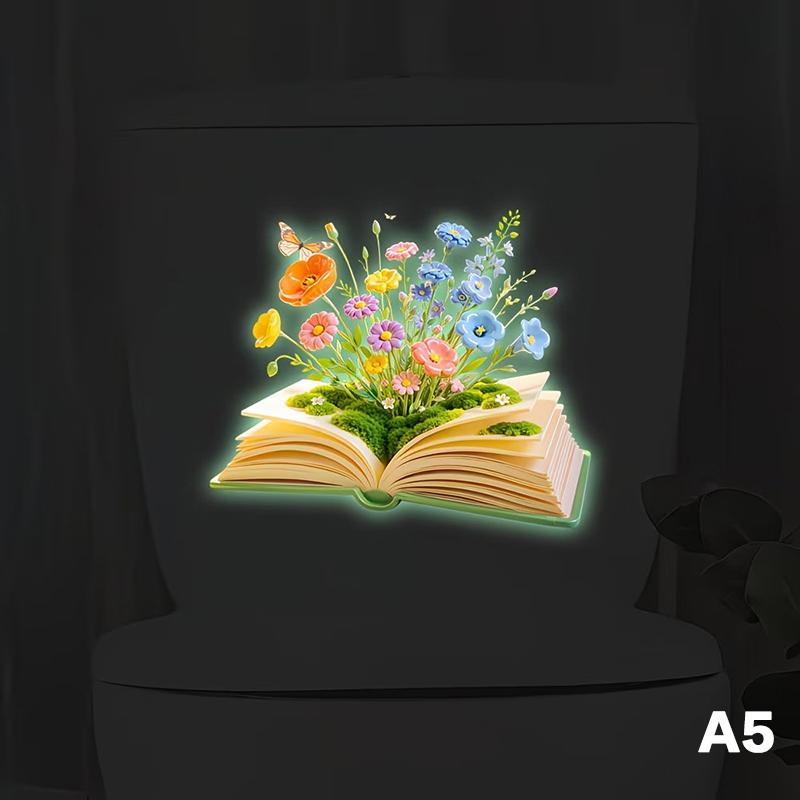 

Glow-In-The-Dark Flower Toilet Sticker Self-Adhesive Removable Glass Decals Wall Sticker Car Sticker Home Decor A5