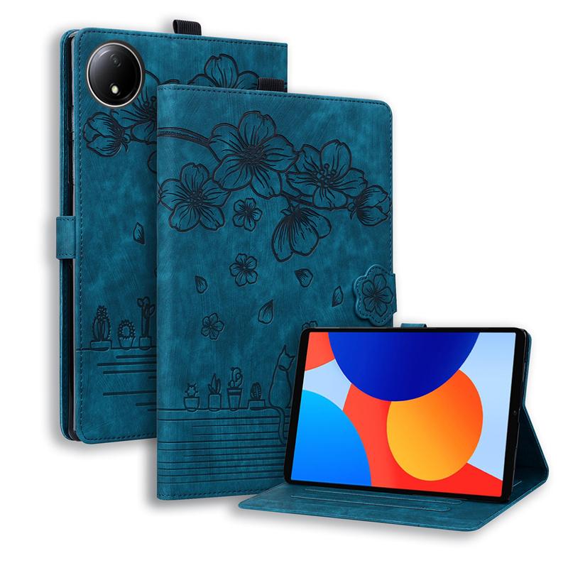 For Xiaomi Redmi Pad SE 4G 8.7 Inch 2024 Case Leather Wallet Cards Stand Tablet Cover for Redmi Pad SE Flowe Cats Back TPU Case