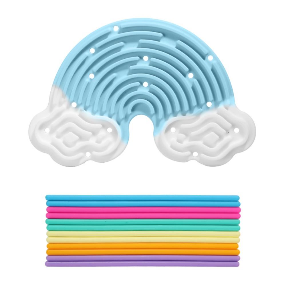 12 Strings Sensory Activity Board Silicone Rainbow Sensory Toys New Fidget Toy  Kids Adults