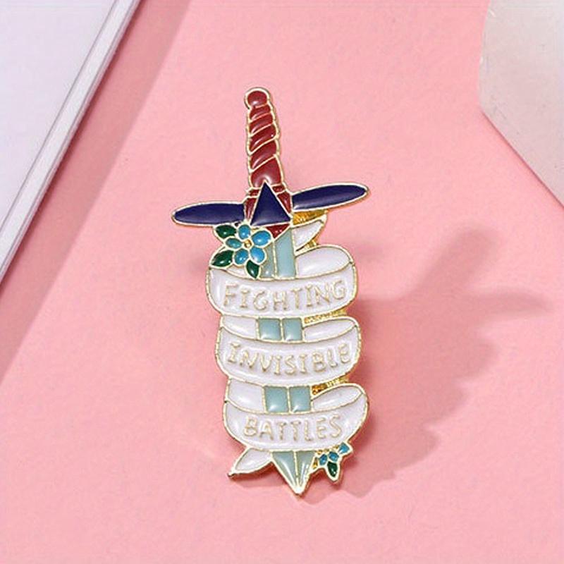 "Fighting Invisible Battles" Interesting Quote Sword Brooch Waist Cinching Decoration Needle Buckle Badge Accessory