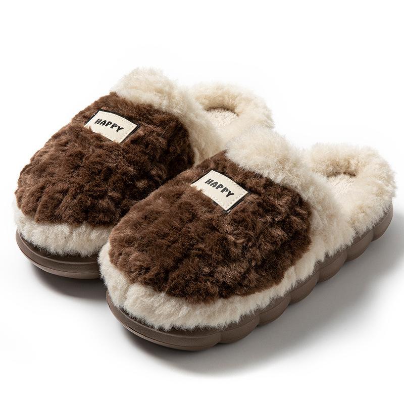 Cloud smiley face cotton slippers autumn and winter home household indoor cotton mop warm couple hair slippers