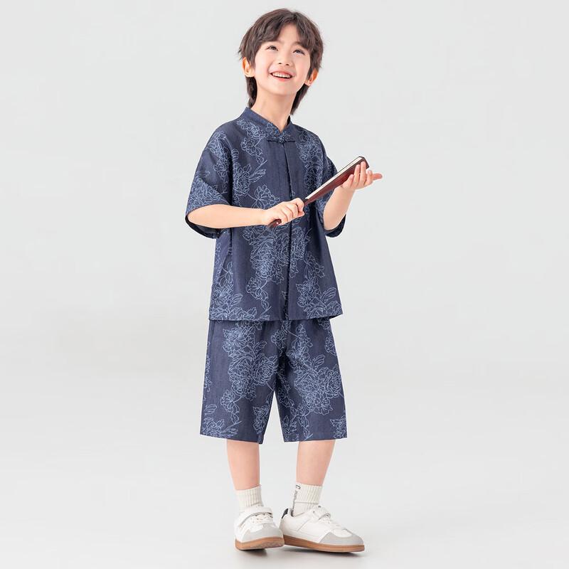 Boys' New Chinese Style Short Sleeve Tang Suit Set
