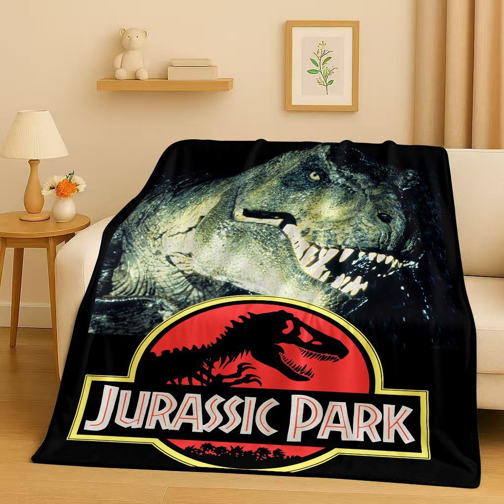 Coperta in Flanella Cartoon Dinosauro Jurassic Park 3D, Coperta Morbida Calda in Peluche per Casa Camera da Letto Letto Divano Copertura Ufficio Campeggio