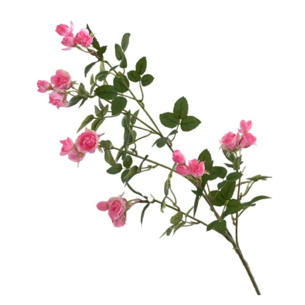 

Реалистичные шелковые мини-розы Пластиковые искусственные цветы Ветка искусственной розы Свадебный декор темно-розовый