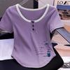 Summer 2025 Women's Plus Size Short Sleeve T-Shirt, 100% Pure Cotton, Tummy Covering, Casual American Style, Irregular Hem.