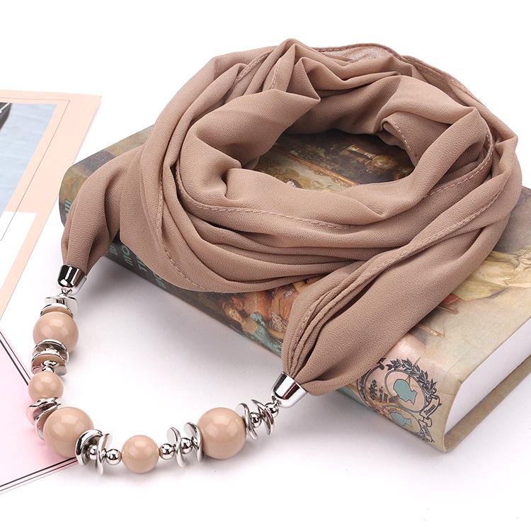 Wunderschöner Perlenanhänger Ring Schal Damen Schal Schal Schmuck Halskette Ethnischer Stil Chiffonschal