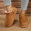 Damen Chunky Plateau Schneestiefel - Runde Zehenpartie Schlupf-Stiefeletten mit Plüsch-Faux-Fur-Futter für den Winter, Gemütliche Retro-Stiefel