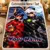 Flannel BlanketMiraculous Ladybug Custom Name Text Personalized Soft Warm Throw Blanket Home Decor Gift