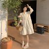 Dresses Women 3D Flower Y2k Autumn Hotsweet Korean Style Simple Long Sleeve High Street All-match Temperament Knee-length Daily