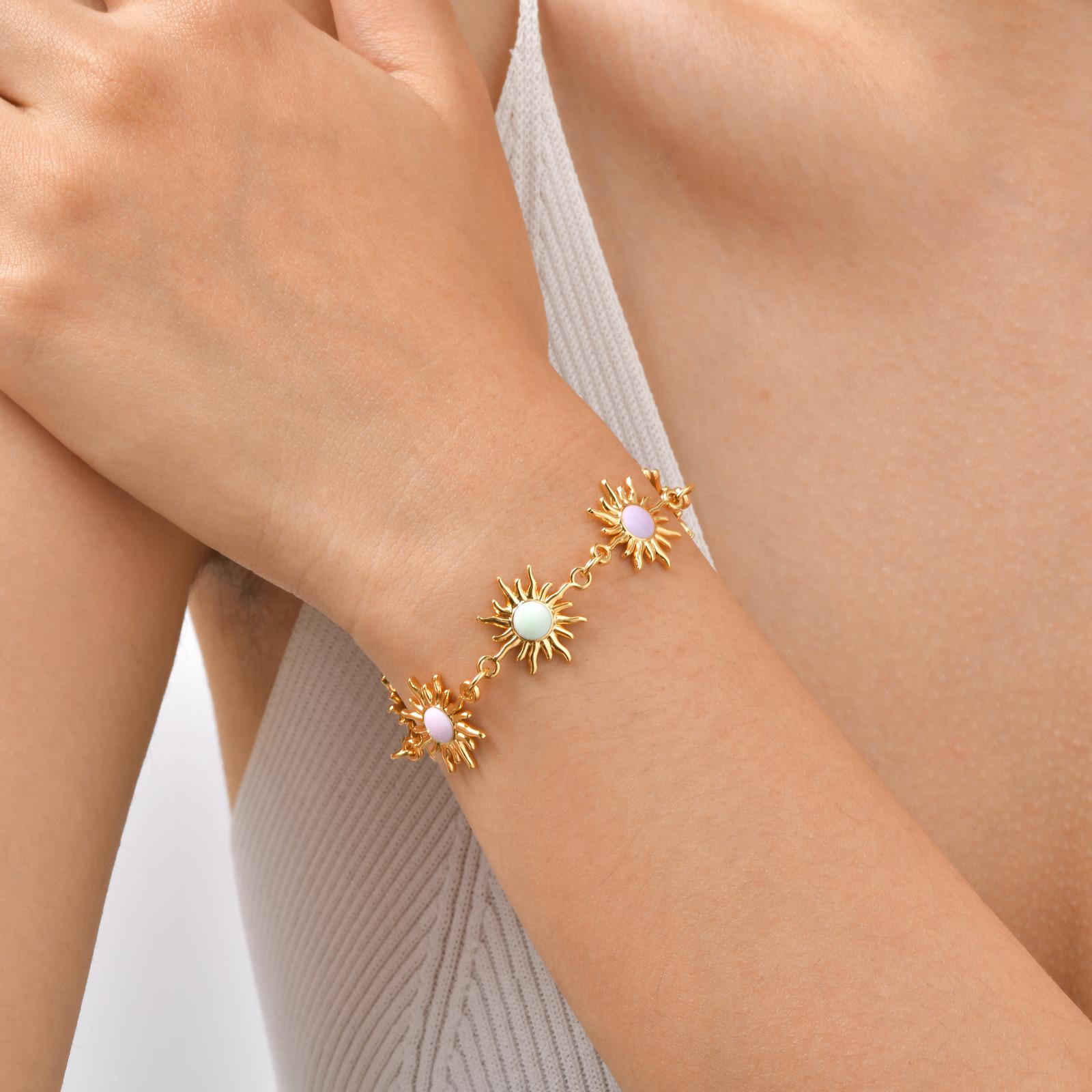 

Vnox Gold Plated Multicolored Enamel Y-shape Necklaces for Women, Stainless Steel Sunflower Pendant Bracelet Holiday Jewelry Set