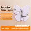 No Drill Butterfly Adhesive Hook, 3 Arms Rotating Hanging Hook, Household Decorative Storage Hanger for Bathroom Closet Kitchen