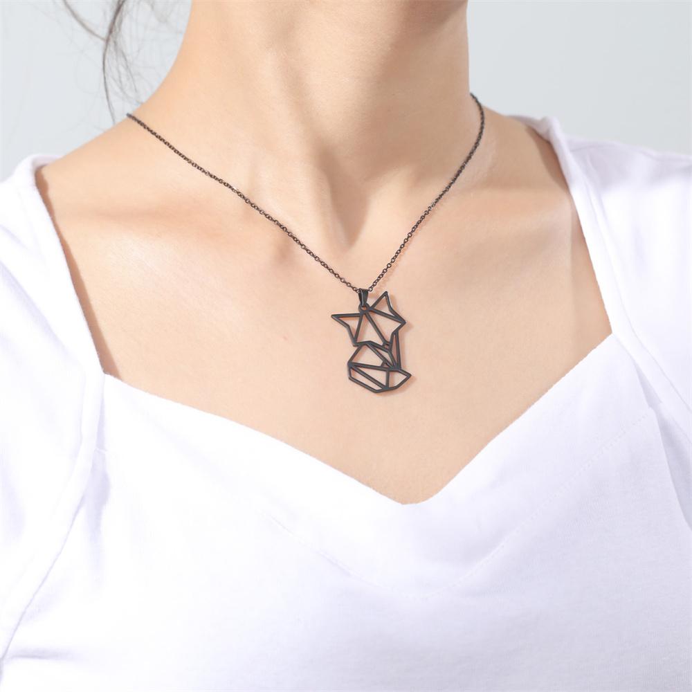 Cazador Hollow Fox Pendant Necklaces for Women Cute Animal Neck Chains Stainless Steel Jewelry Birthday Gifts Wholesale