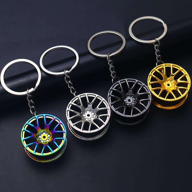 Motorcycle Wheel Keychain Pendant - Creative Laser-Printed Metal Hub