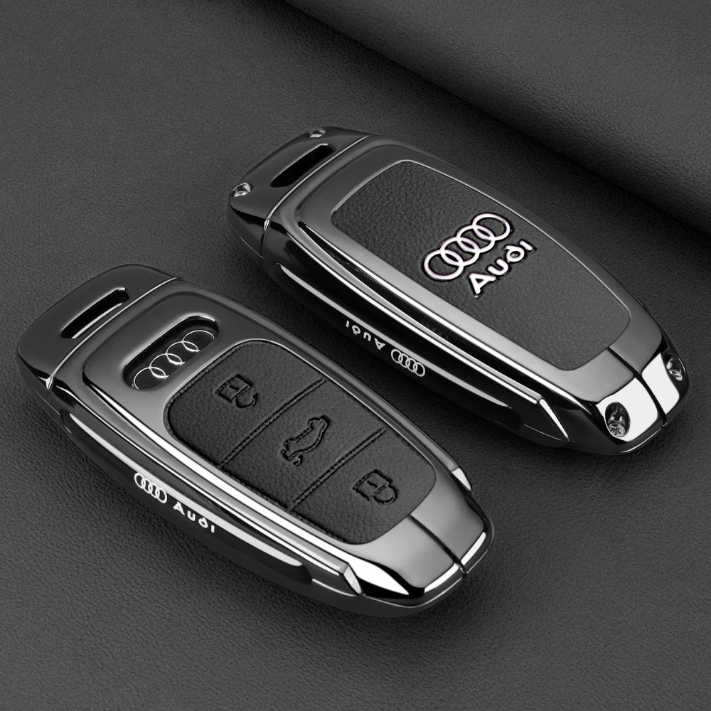 Zinklegierung Auto Schlüsselanhänger Hülle Schale Für Audi A3 A4 B9 A6 C8 A7 S7 4K A8 D5 S8 Q7 Q8 SQ8 E-tron 2018 2020 2021 2022 2023 Schlüsselanhänger black