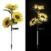 Outdoor Solar Sunflower Lights Solar Powered Sunflower Lights with 3 Sunflower Heads LED Solar Lights for Patio Lawn