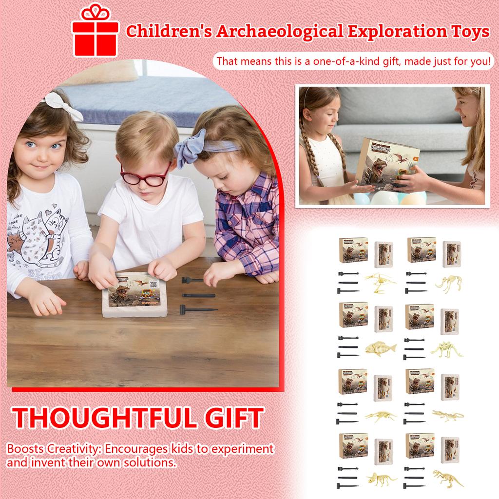 DIY Dinosaur Fossil Excavation Kit for Kids Educational Archaeology Toy Includes Dinosaur Skeleton Model and Excavation Tools for Hands On Learning