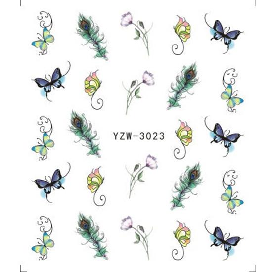 1pc 3D Nail Stickers Spring Summer Natural Flower Leaves Simulation Dried Flower Dragonfly Nail Applique Water Slides Decoration